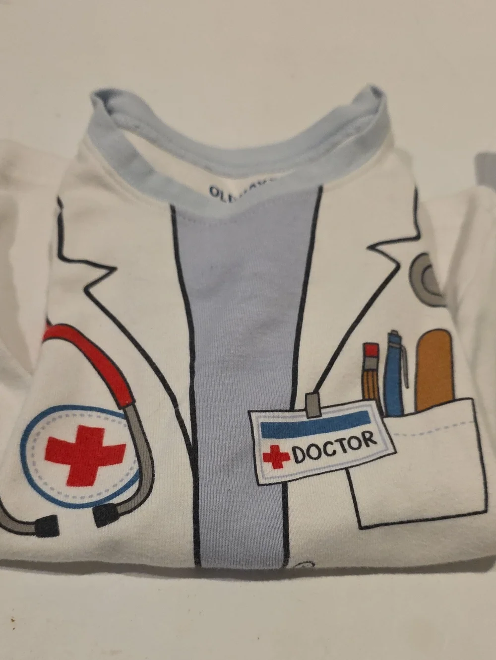 Old Navy Light Blue & White Doctor Print Kids Pajama Set 4t